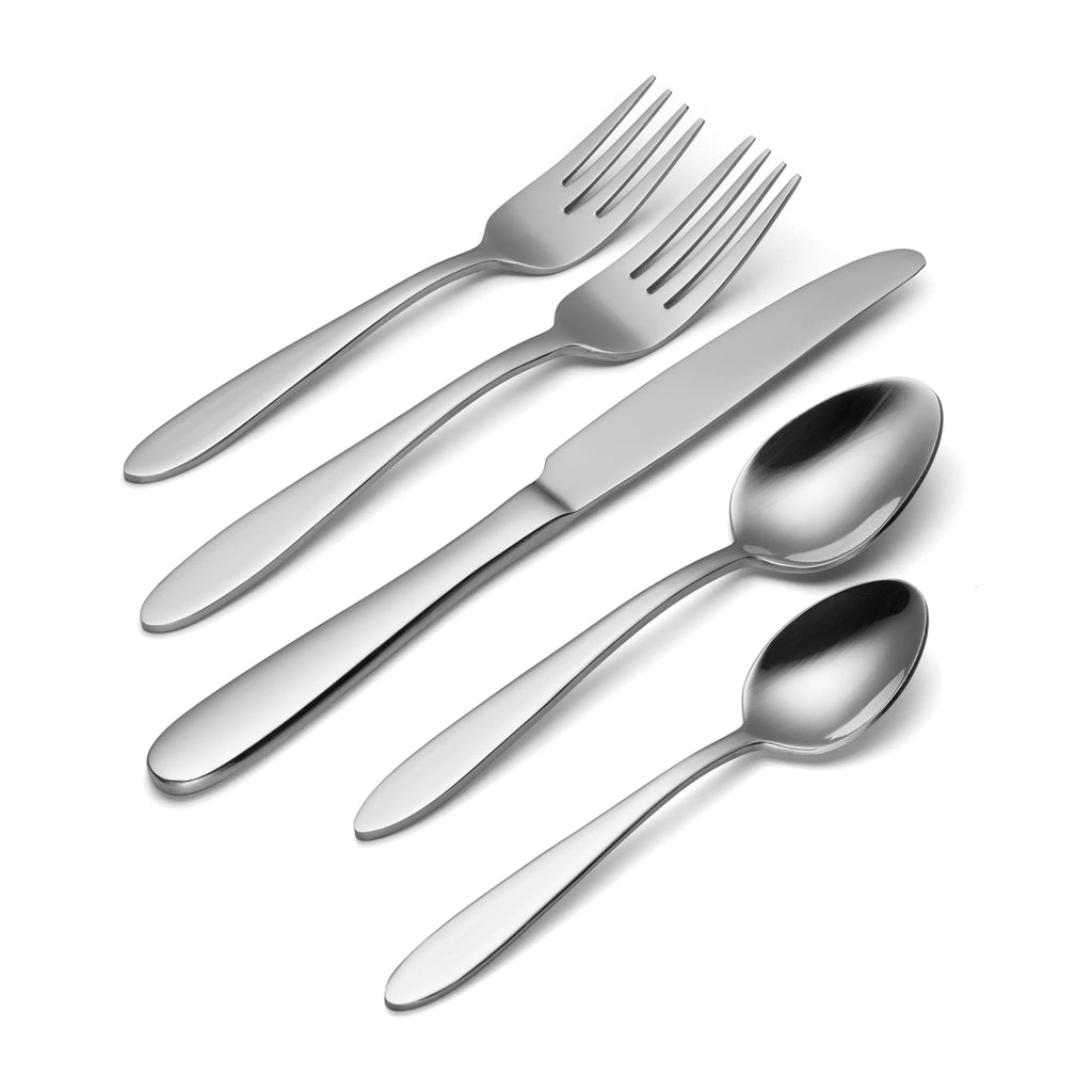 Oneida Silverware Set, Mooncrest 65-Piece Everyday Flatware Set, Service For 12, 18/0 Stainless Steel, Rust Resistant And Dishwasher Safe, Knives Spoons And Forks, Utensils (Silver, 65 Piece)