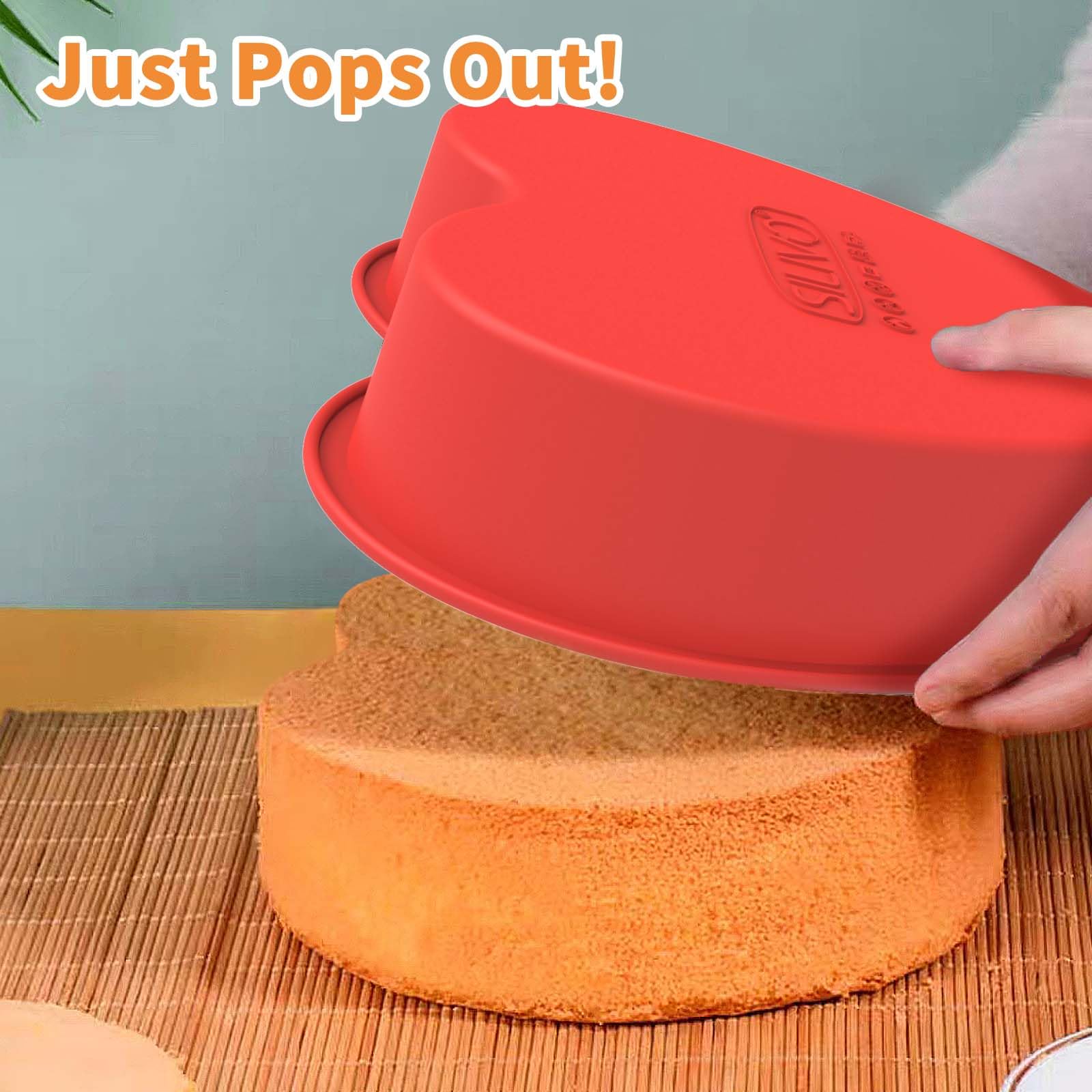 SILIVO 6 Inch Heart Cake Pans (4 Pack) - Nonstick Silicone Heart Shaped Cake Pans for Brownies and Cakes