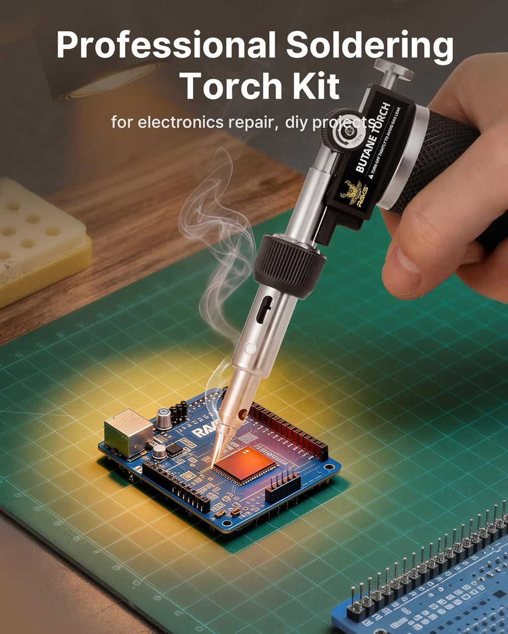 RAVS 14-Piece Soldering Torch Kit - 8-in-1 Cordless Iron With Adjustable Flame | Portable Kitchen Tool