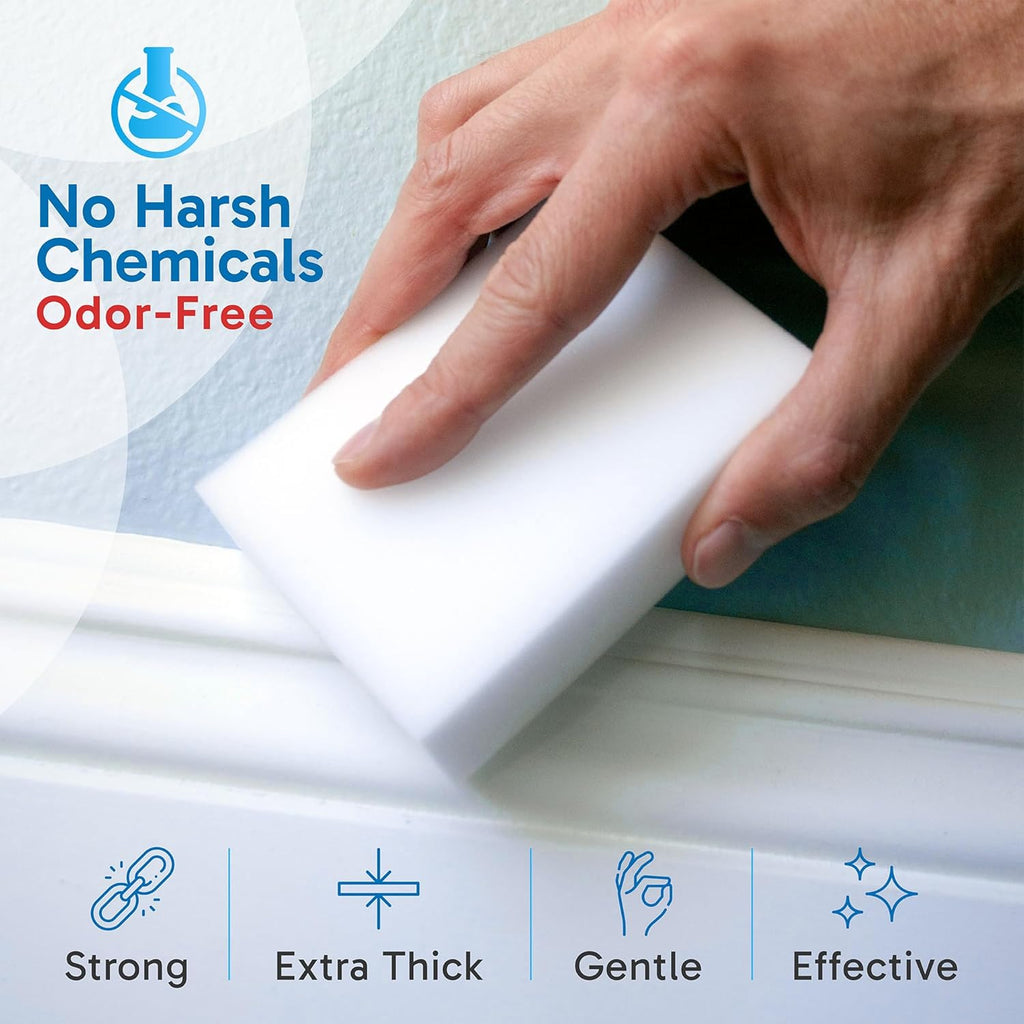 Skiennix Extra Large Eraser Sponge - Extra Thick, Long-Lasting Melamine Cleaning Pads | 20 Pack, White