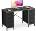 DUMOS 47-Inch Computer Desk - Stylish Office Gaming Desk with 8 Fabric Drawers | Black