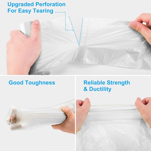 Inwaysin Small Trash Bags - 1.2 Gallon Clear Bathroom & Office Waste Basket Liners | 200 Pcs