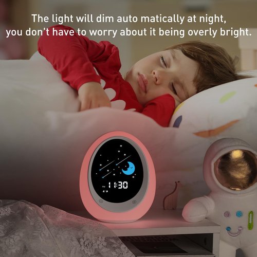 ANNNGUL Ok to Wake Clock, Sleep Training Kids Alarm Clock with Sun & Moon, Green Light Red Light, Nap Timer for Toddler Children