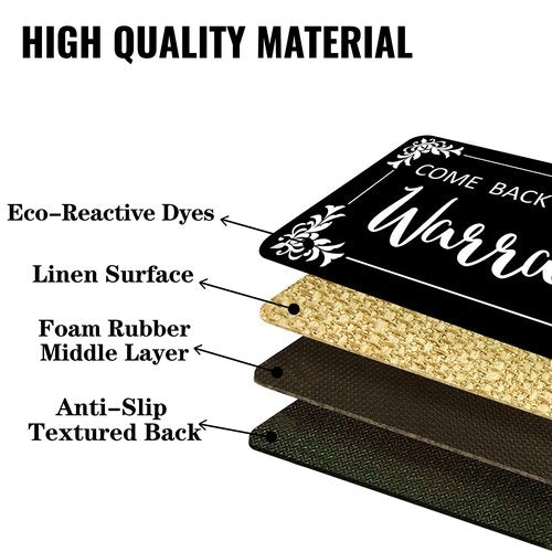 AUSTAB Funny Welcome Mats Come Back with A Warrant Shoes Mat for Entrance Indoor and Outdoor Personalized Mats Anti-Slip Novelty Gift Mat 17 x 29 Inch (Black)