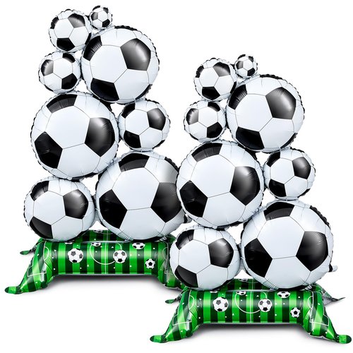 Soulchen 2 Pcs 5 ft Giant Self Standing Soccer Foil Balloons for Birthday Sports Themed Party Decoration Supplies (Soccer)