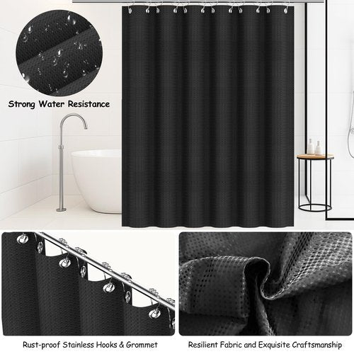 PLIOW Bathroom Accessories Set - 22PCS Black Bathroom Set with Shower Curtain,Trash Can,Toilet Brush Holder Set & Soap Dispenser – Stylish & Functional Bath Decor for Home, Apartment