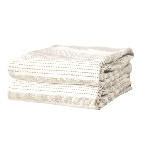 T-Fal Premium Dual-Sided Skipping Striped Kitchen Towels (2-Pack), 18" x 28", Highly Absorbent, Long-Lasting, Reversable 100% Flat-Weave Cotton Dish Towels, Hand Towels, Bar Towels, Toast