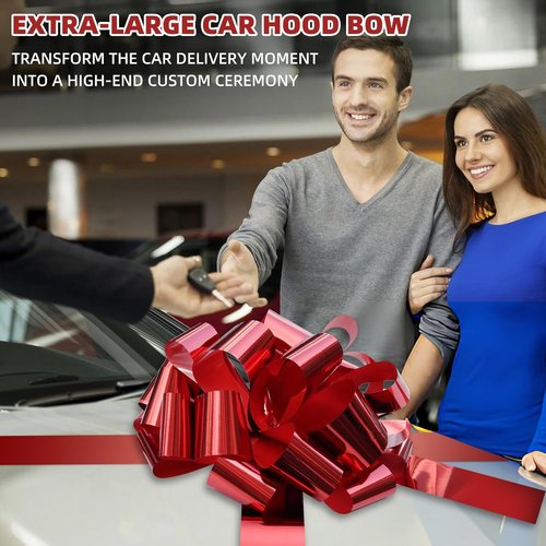 Big Car Bow - Metallic Red 20-Inch Round Gift Bow for Cars, Weddings, Birthdays & Christmas Decor