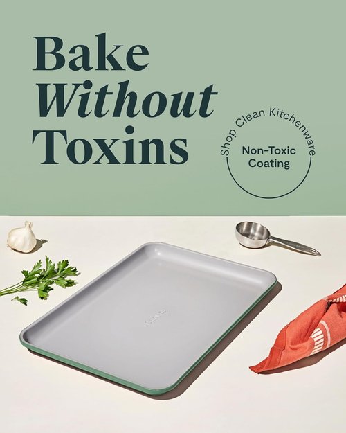 Caraway Non-Stick Ceramic Baking Sheet - Non-Toxic & PTFE Free - Ideal for Baking & Roasting - Medium (15" x 10") - Sage