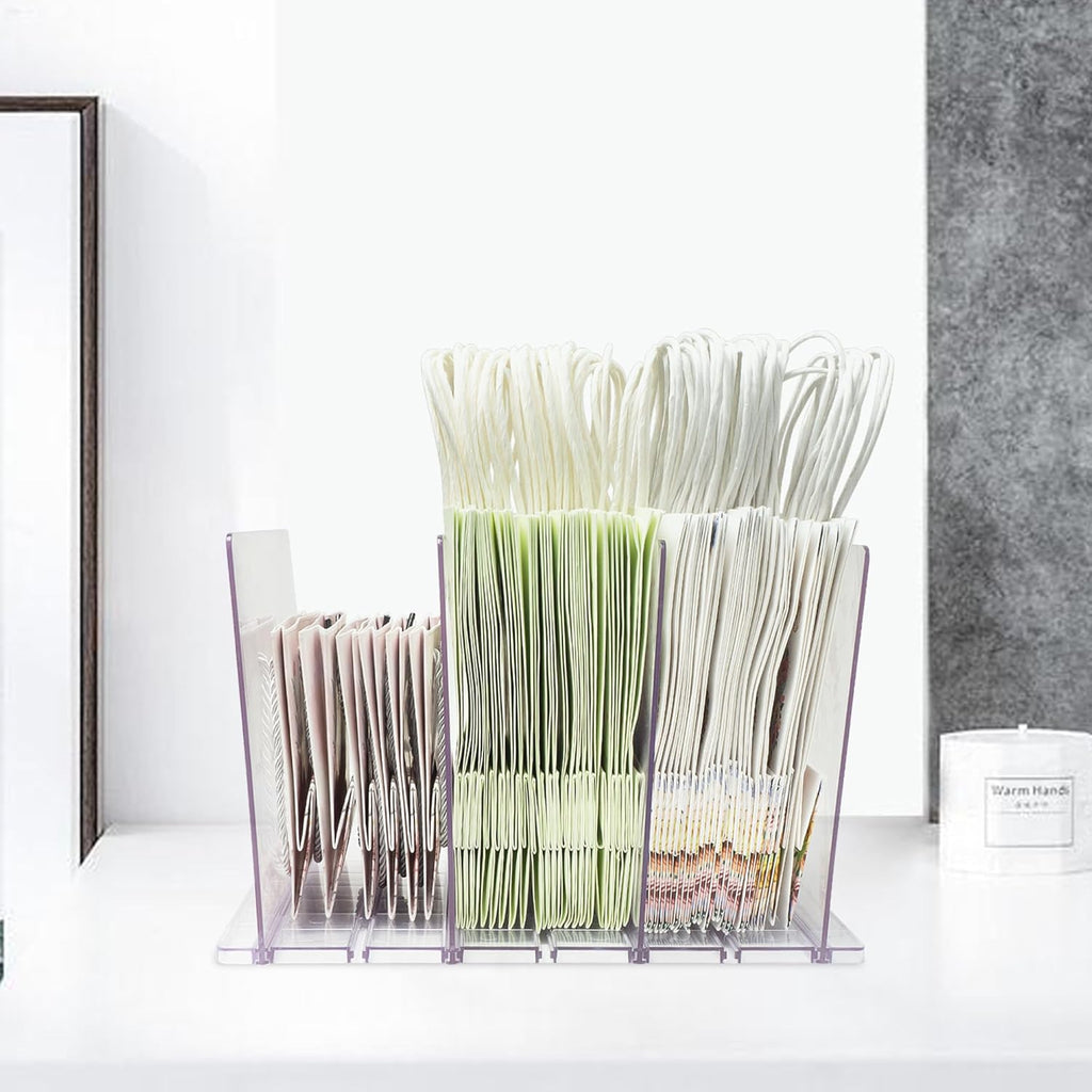 Skiennix Gift Bag Storage Organizer - Clear Acrylic Design with Adjustable Shelf Divider | 1 Pack