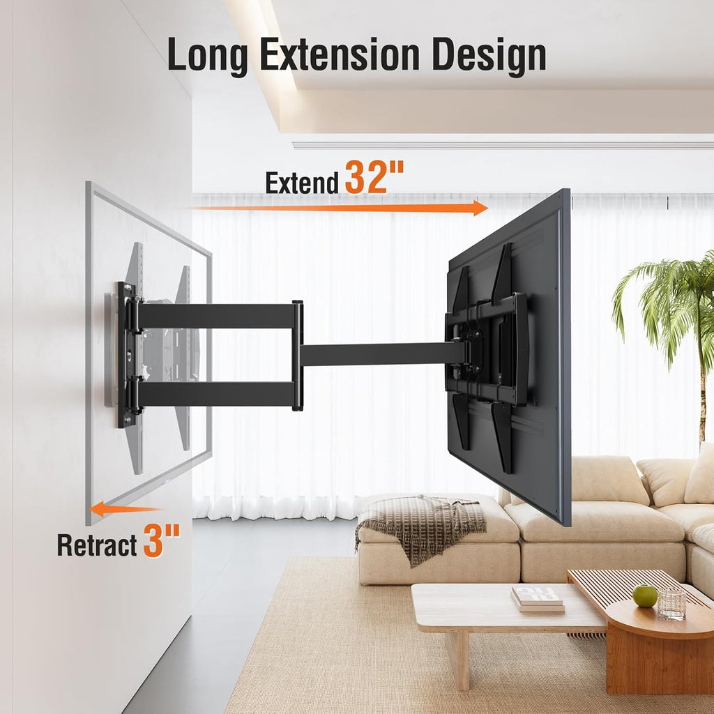 **ELIVED Long Arm TV Mount - Articulating Wall Bracket for 42-75 Inch TVs | 32" Extension, Swivel & Tilt, 99 lbs Capacity**