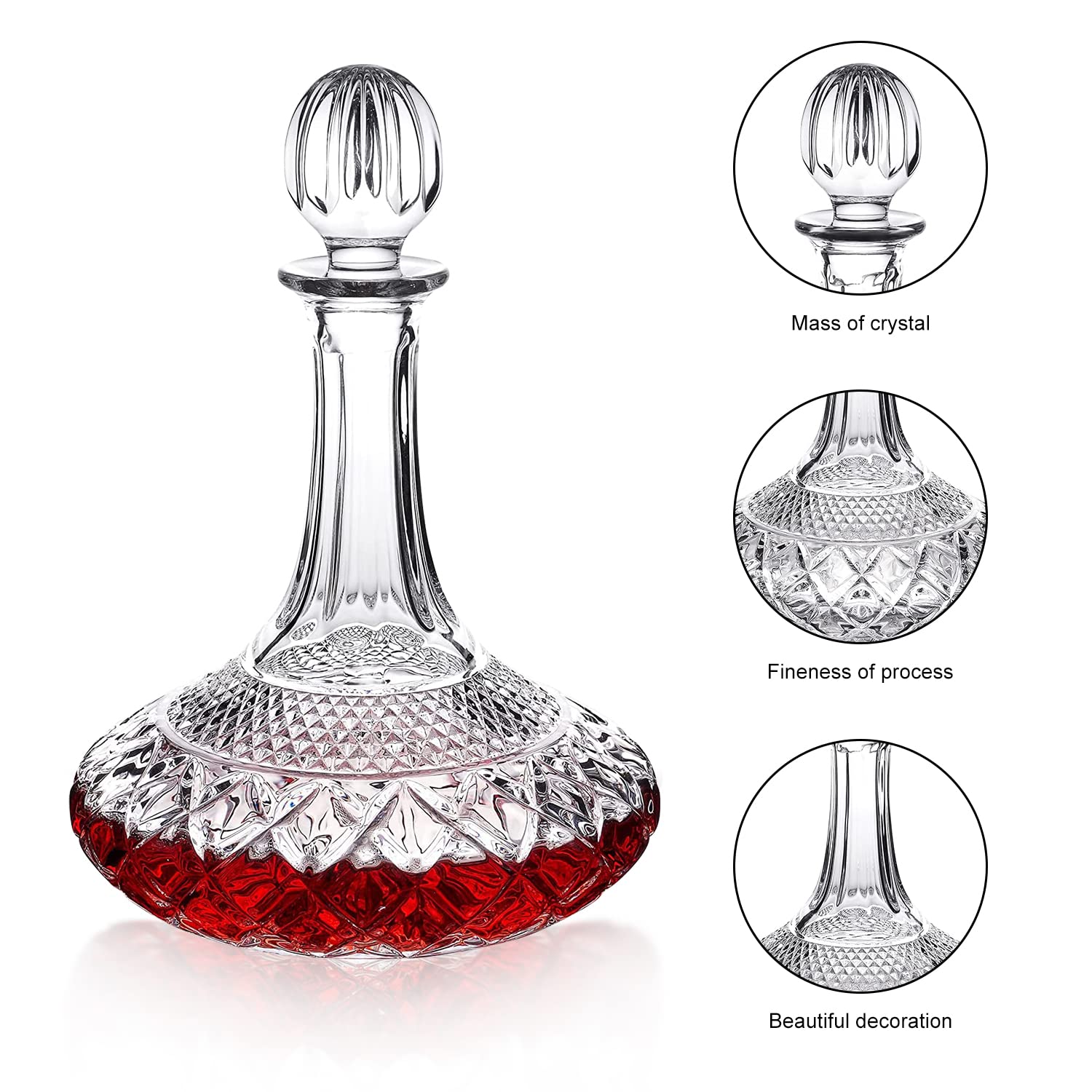 Paysky 50oz Wine Decanter Crystal Bottle for Wine with Stopper- Top Red Wine Decanter Carafe Bottle with Luxury Box .Elegant Gift for Men/Women