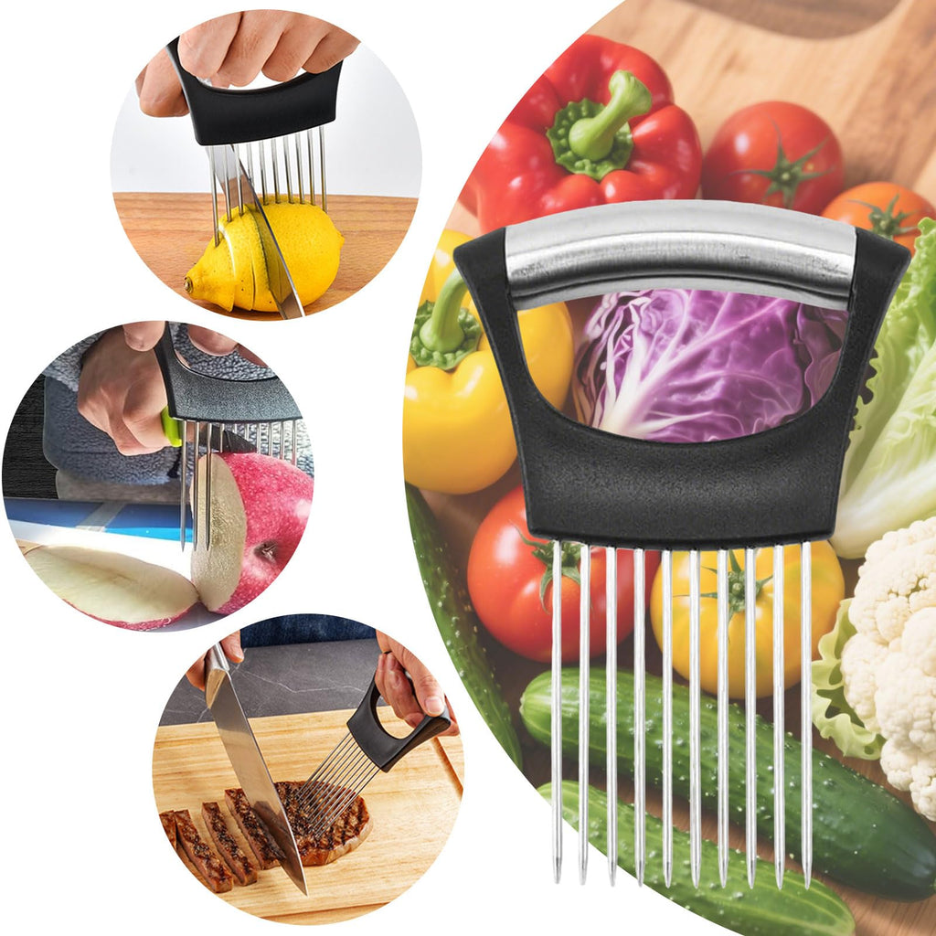 YROJISU 2PCS Onion Holder for Slicing, Onion Slicer Holder, Onion Cutter Vegetable Chopper for Slicing of Tomatoes, Avocados, Eggs and Other Vegetables, Multi-functional Kitchen Gadgets