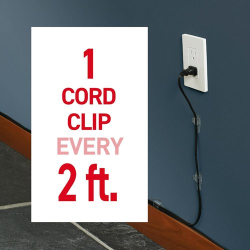 Command Round Cord Clips - Damage-Free Wall Cable Clips for Easy Hanging | 13 Clear Clips & 16 Strips