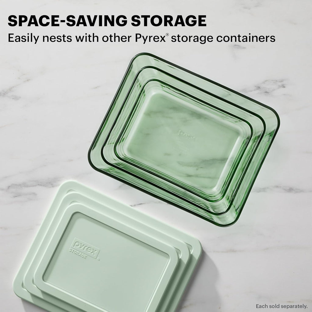 Pyrex Colors Tinted Large Rectangular Food Storage Container - 11 Cup, BPA-Free, Microwave Safe