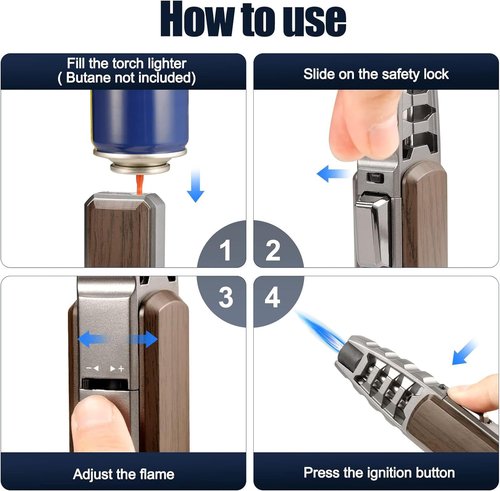 Valentines Day Gift for Him 2 Packs Portable Brightfire,Turbine Jet Bright Fire Lighter,Windproof Straight Torch Blue Flame Lighter,Wind Resistant Bright Fire Lighters,Torch lighters Butane refillable
