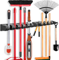 IMILLET Mop and Broom Holder - Wall Mounted Organizer with 5 Ball Slots & 6 Hooks | Black, 2 Pack