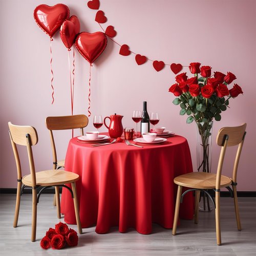 YEXEXINM 12 PCS Valentine's Day Plastic Tablecloth for Round Tables, 84 Inch Valentines Day Disposable Round Tablecloths, Pink Waterproof Table Covers for Valentines Day Wedding Anniversary Decor