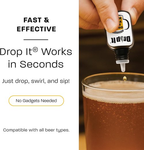 Drop It Drops for Your Hops - 10 mL Bottle, 2 Pack - Naturally Reduces Sulfites and Tannins in Any Beer - Portable & Easy to Use - Treats Up to 35-45 Beers Each - USA Made - Vegan Friendly