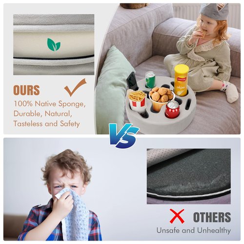 Couch Cup Holder-Sofa Cup Holder Pillow | Couch Caddy Buddy | Drinks Cupholder Tray Organizer for Bed, Rv, Tv, Car, Man Cave, Boat, Remote, Snacks| Gift for Couch Potato,Newborns' Partent (SilverGrey)