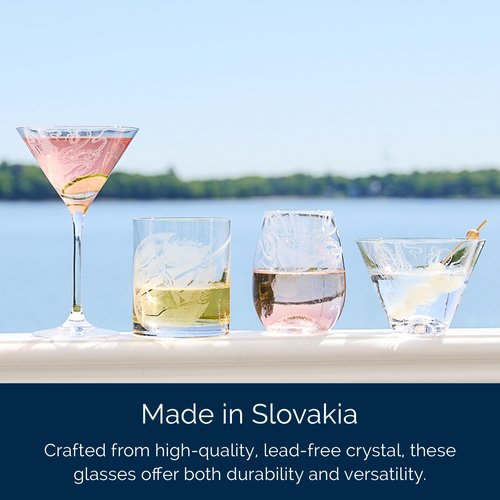 Caskata Lucy Stemless Martini Glasses Set of 2 | Hand-Crafted Lead-Free Crystal Drinking Glasses For Martinis or Cocktails | Unique Party Wine Glass for Wedding or Birthdays | 12 Oz.