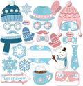 Snowman Photo Booth Props - Winter Wonderland Theme | 25 Count Snowflake Decorations