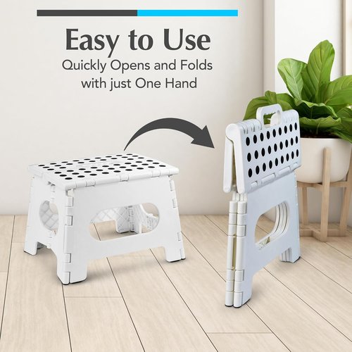 Handy Laundry Folding Step Stool - Lightweight & Sturdy for Adults and Kids - Easy One-Flip Design (White | 2-Pack)