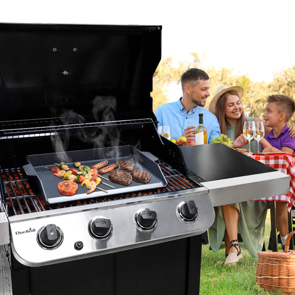 Criditpid Universal Large Cast Iron Cooking Griddle with Extra High Sidewalls for Gas Grills, Charcoal, 20 Inch Blackstone Griddle Pan Griddle Flat Top Grill Plate for 4 Burner Range Oven, 23" x 16"