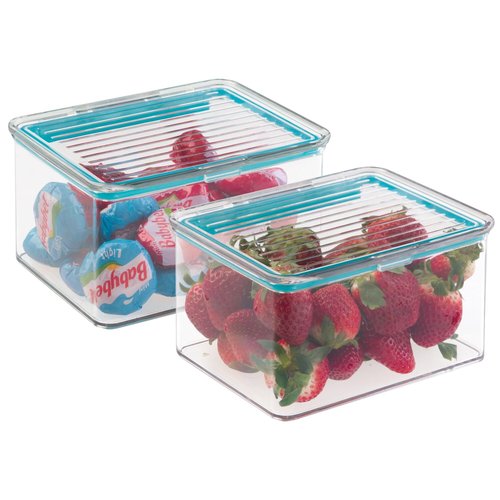 iDesign Small Food Storage Box with Airtight Seal for Kitchen or Pantry Storage - Set of 2 - Clear