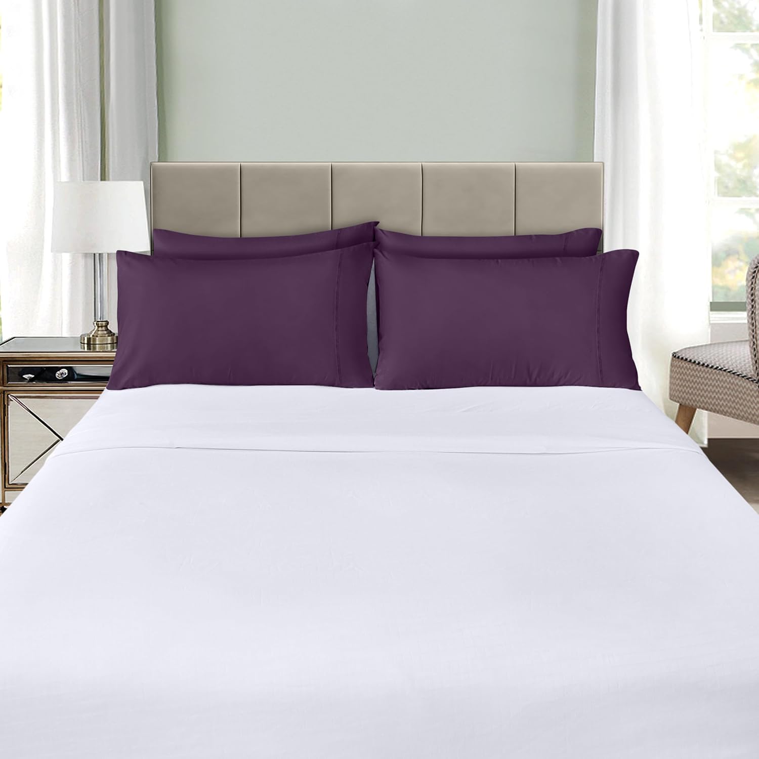 Utopia Bedding King Pillow Cases - Soft Brushed Microfiber - 4 Pack, Fade Resistant - 20 X 40 Inches, Purple