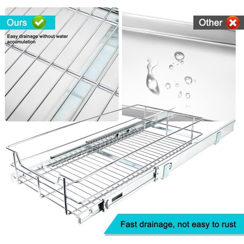 Pull Out Cabinet Organizer 20" W X 22" D, Slide Out Drawers For Kitchen Organizers and Storage, Pull Out Drawers For Cabinets Capacity Heavy Duty Caddy, Cabinet Shelves Chrome-Plated, Bathroom Pantry