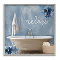 Stupell Industries Blue Floral Relax Bathroom Scene Framed Wall Art, Design by Kim Allen