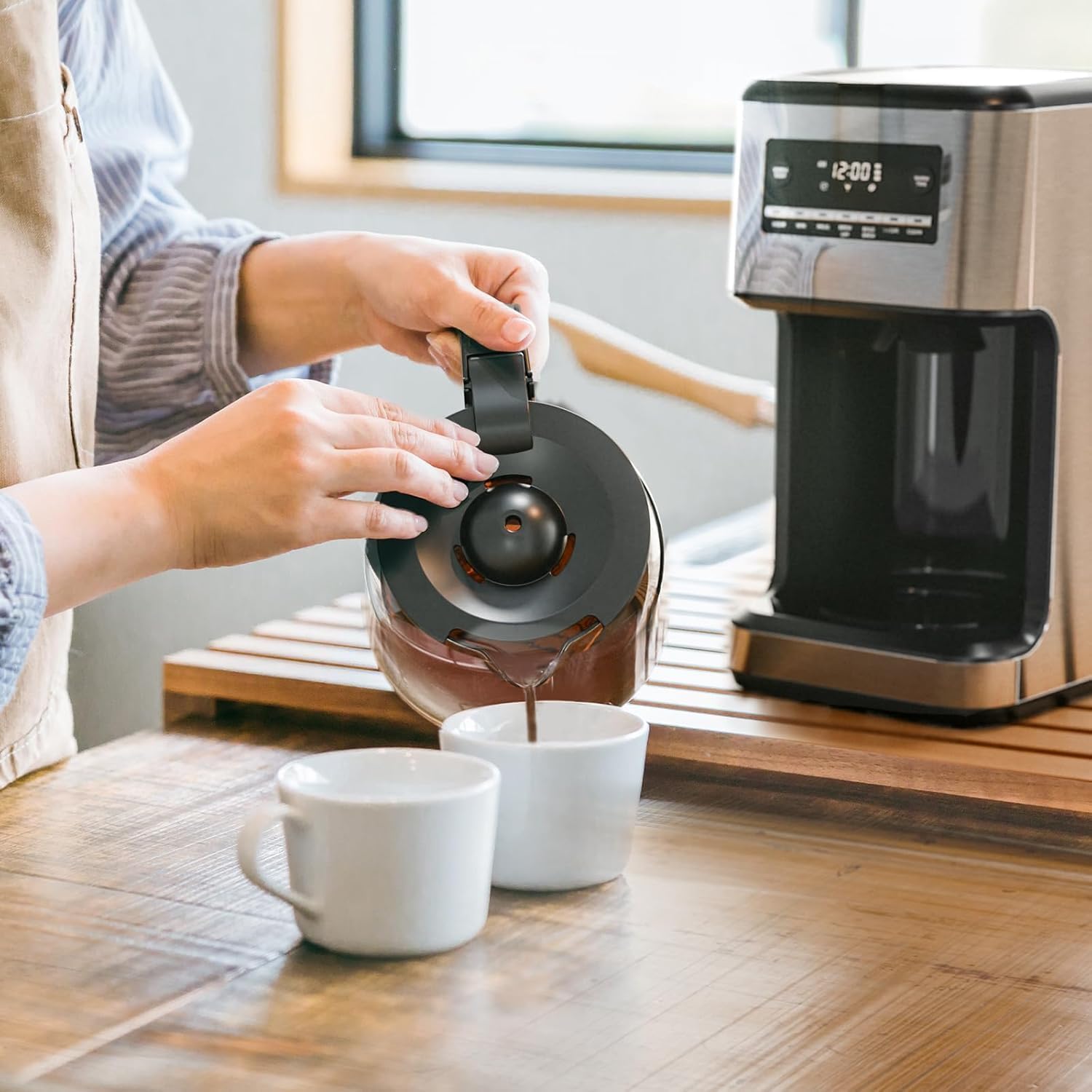 Skiennix 14-Cup Programmable Coffee Maker - Reusable Filter & Keep Hot Plate, Stainless Steel