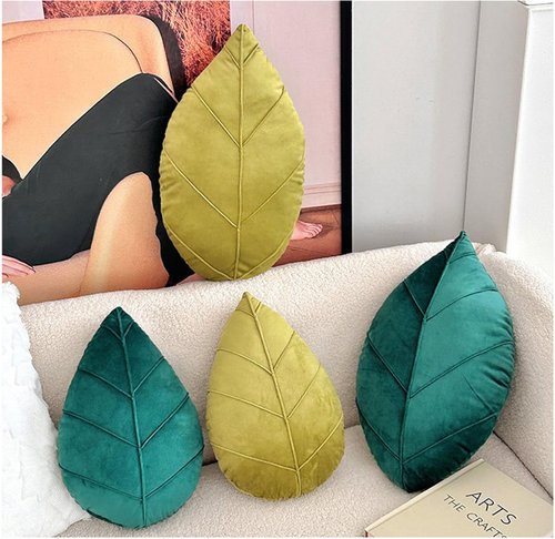 Rvsdoi Leaf Pillow,3D Leaf Shaped Plant Pillows Green Tropical Plant Cushion for Sofa Office Bedroom Home Decor Green (15"x9.8")