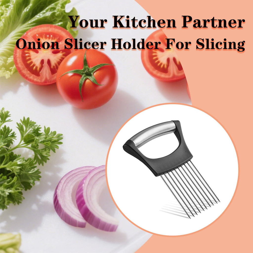 YROJISU 2PCS Onion Holder for Slicing, Onion Slicer Holder, Onion Cutter Vegetable Chopper for Slicing of Tomatoes, Avocados, Eggs and Other Vegetables, Multi-functional Kitchen Gadgets