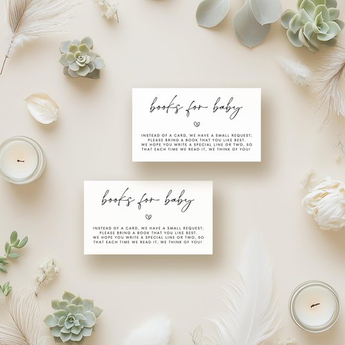 Books For Baby Cards, 3.5x2 White, Books For Baby Shower Request Cards - Bring a Book Instead of a Card Baby Shower