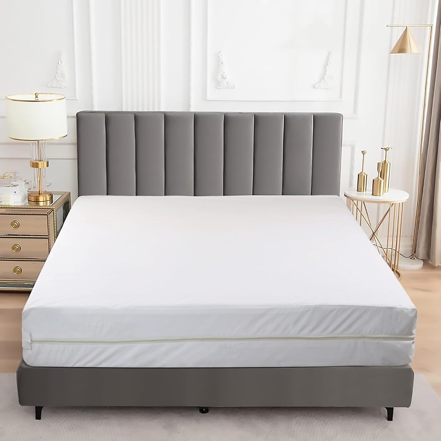 Zippered Mattress Encasement - Waterproof Queen Mattress Protector with 6-Sided Zipper - Soft, Noiseless, Machine Washable