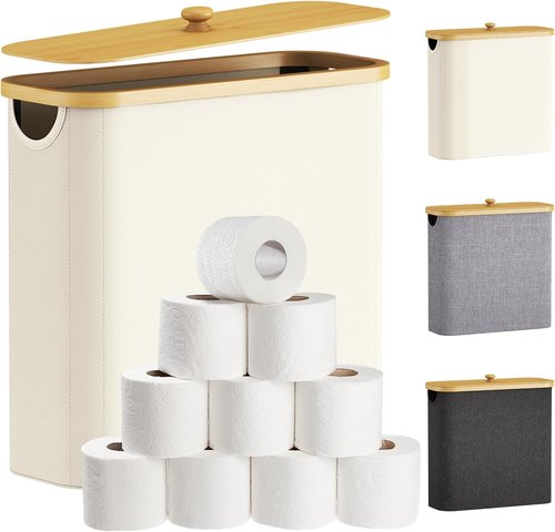 Lifewit Toilet Paper Storage Holder - Free Standing Organizer for 12-16 Rolls | Extra Large 30L, White