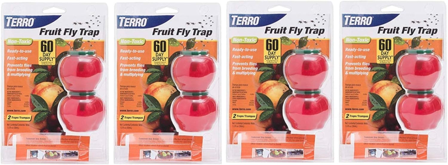 TERRO Fruit Fly Trap - Effective 8-Pack Solution for Home & Kitchen Pest Control
