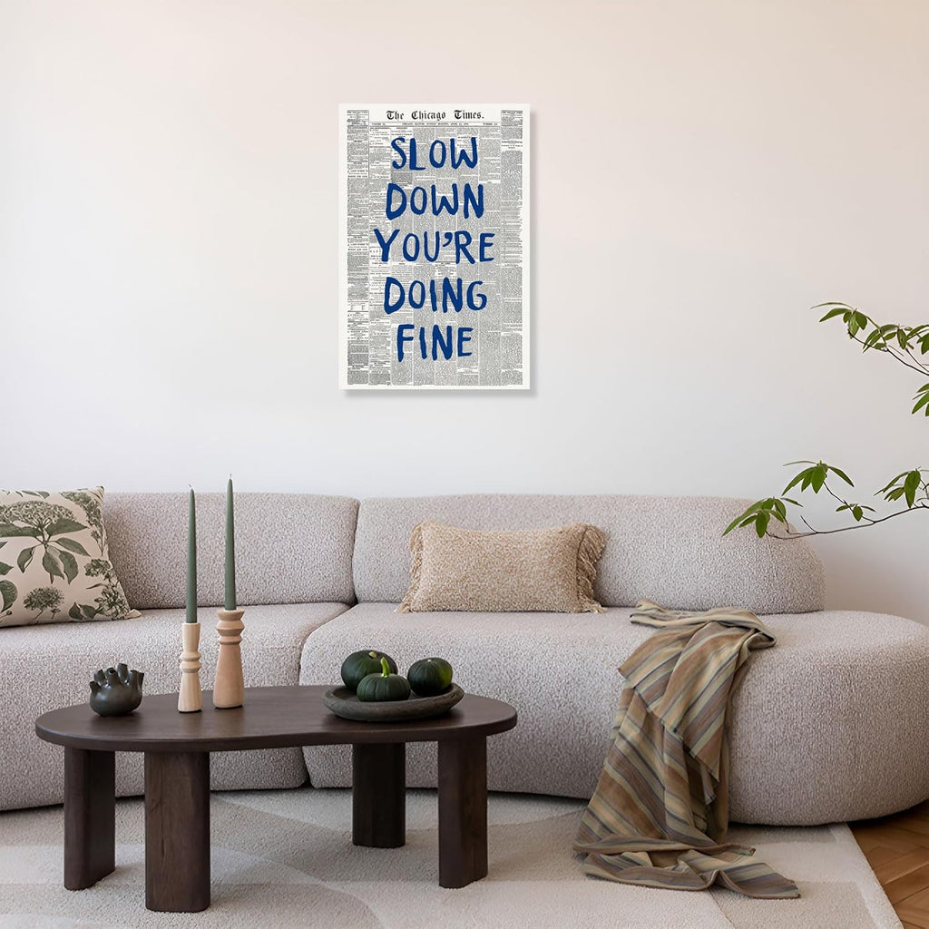Rubeoxn Trendy Poster - Funny Navy Blue Letter Canvas Wall Art | Minimalist 12x16in Unframed Decor