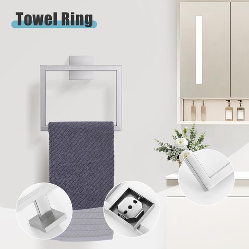 YACVCL 5-Pieces Brushed Nickel Bathroom Hardware Accessories Set Towel Bar Set Upgraded Toilet Paper Holder with Shelf Stainless Steel Wall-Mounted Bathroom Hardware Set 23.6 Inch