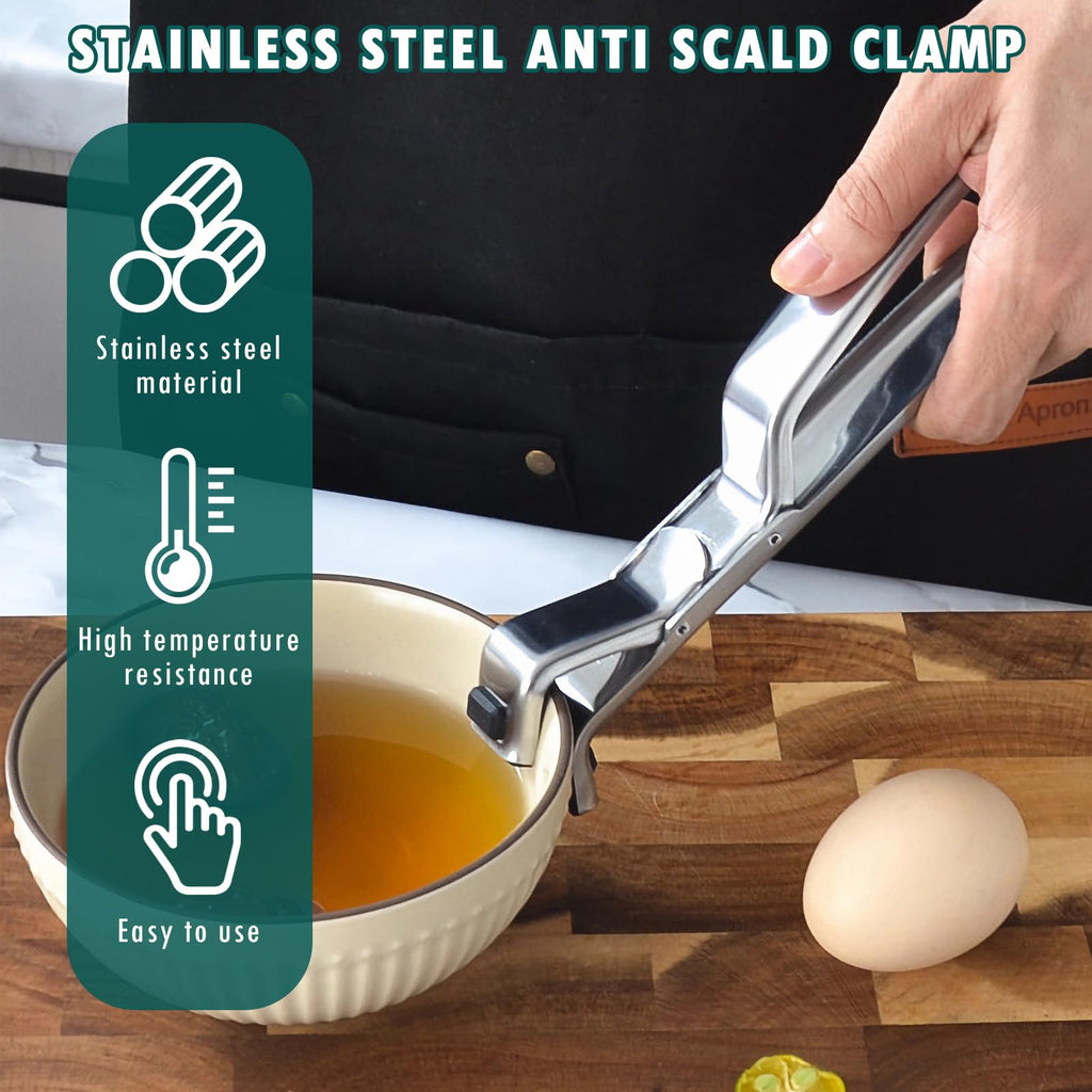 Cxqbsmy 2PCS Stainless Steel Hot Plate Gripper Clips - Multi-Purpose Hot Bowl Dish Plate Gripper Clips Tongs Clamp Holder for Oven, Air Fryer, Steamer, Pots & Bowls, Non-Slip Design