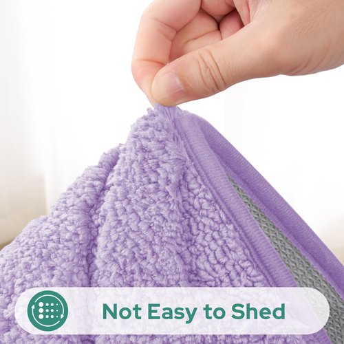 HOMEIDEAS Bathroom Rugs Sets 2 Piece, Extra Soft Shaggy Absorbent Non Slip Machine Washable Grid Bath Mats for Bathroom, Tub and Shower (Lavender Purple)