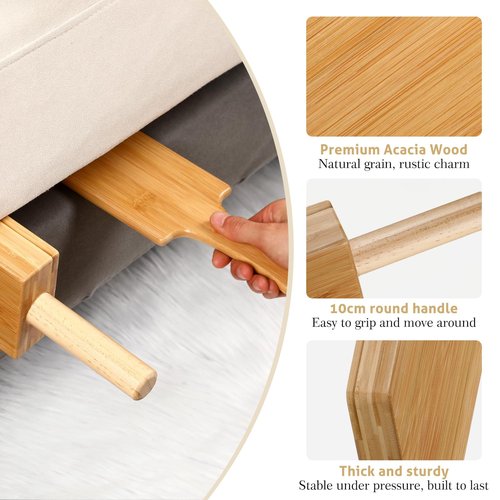 Leinuosen Mattress Lifter & Bed Maker Tool for Changing Sheets, Mattress Wedge Elevator, Bed Sheet Tucking Paddle Effortless Lifting Tuck Sheets Alleviating Back Pain(Bamboo Wood,Wood)