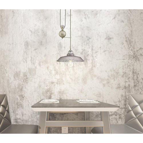 Westinghouse 6117000 Iron Hill Vintage-Style One-Light Indoor Pulley Pendant Light, Galvanized Steel Finish, Metal Shade