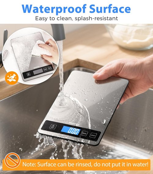 Food Scale - Skiennix 15kg/33lb Digital Kitchen Scale with LCD Display & Tare Function | Easy Clean Stainless Steel