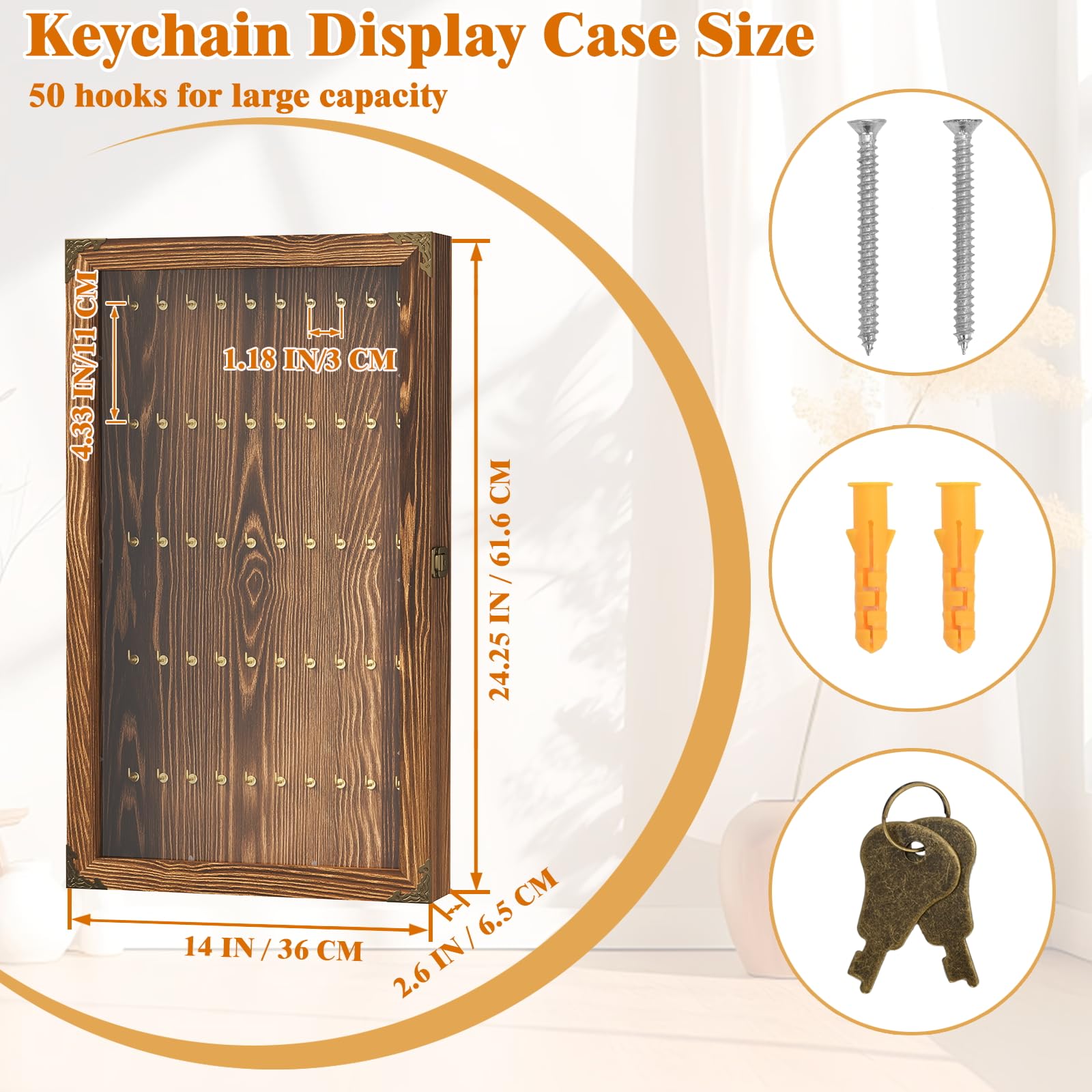 bimiti Wall-Mounted Keychain Display Case - 5-Tier Organizer Shelf for Large Capacity Storage, Perfect for Pocket Watches, Fishing Lures, Collectibles & Home/Office Decor