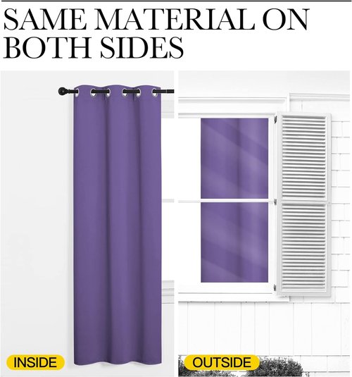 NICETOWN Lilac Purple Blackout Curtains - 120" Long, 55" Wide | Sound Reducing & Energy Efficient Panels (2 Pieces)