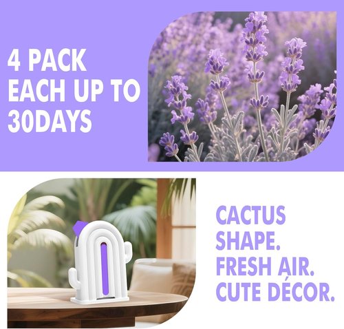 Cactus Freshener | Lavender Air Freshener for Home - Odor Eliminator, 120 Days, 2 Pack, Cute Decor