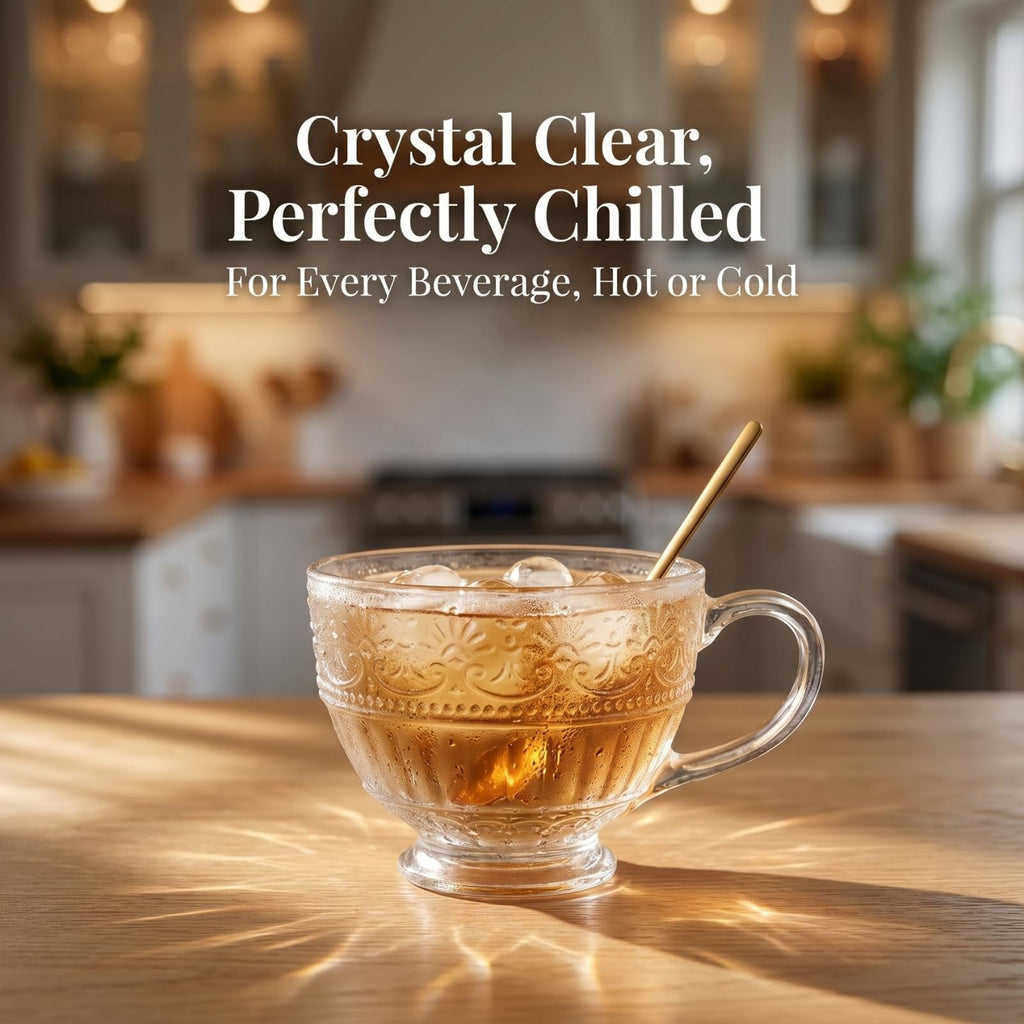 AVLA 4 Pack Glass Coffee Mugs, 16 OZ Clear Tea Cups with Handle and Spoons, Crystal Drinking Glassware for Latte, Cappuccino, Americano, Juice, Hot Beverage, Water, Dishwasher & Microwave Safe